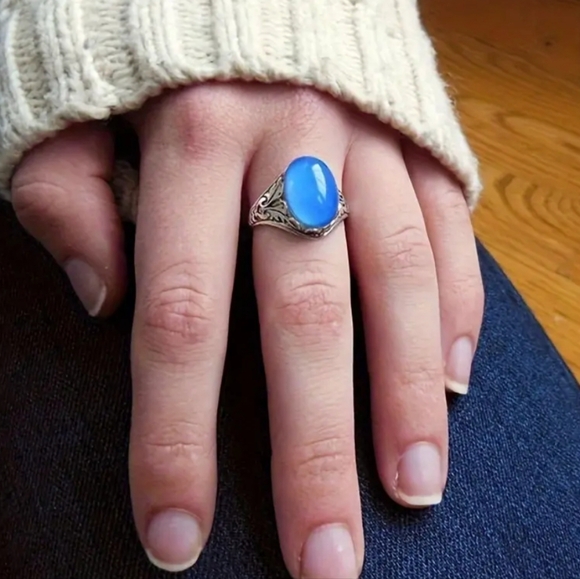 Mood Ring Silvery Size 7 8 9 Color Changing 70s Silver Mood Rings Men Women - Picture 12 of 15